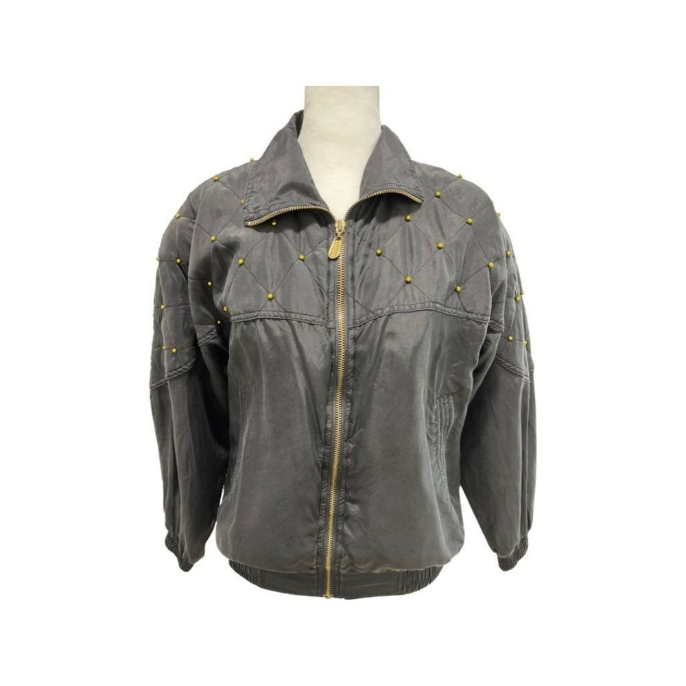 Fuda International Vintage Silk Black Track Jacket with Gold Accents